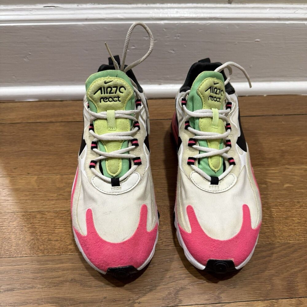 Nike Air Max 270 React Shoes Women Sz 7.5 White Pink Running Sneakers CJ0619-101 - Picture 2 of 8